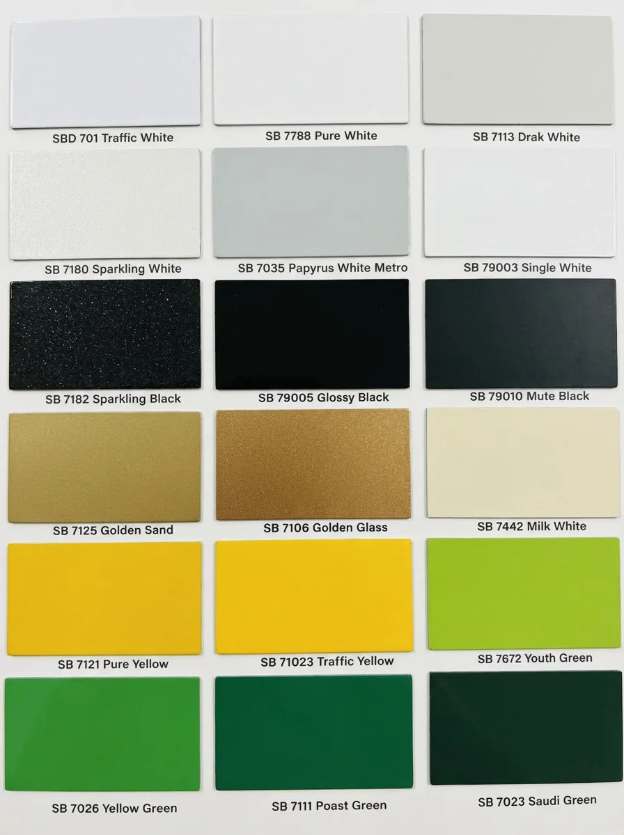 RAL colour sample sheet, page one